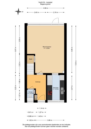Floorplan - Vecht 34, 8223 DC Lelystad